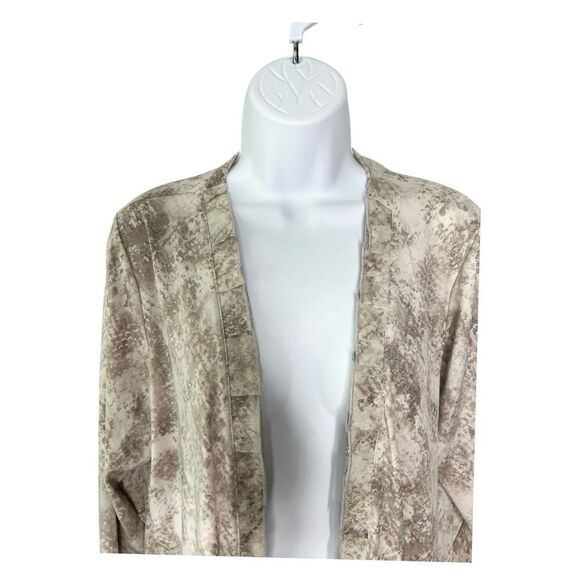 Chicos Women’s L Open Front Shimmer Ruffle Trim Cardigan - Picture 3 of 8
